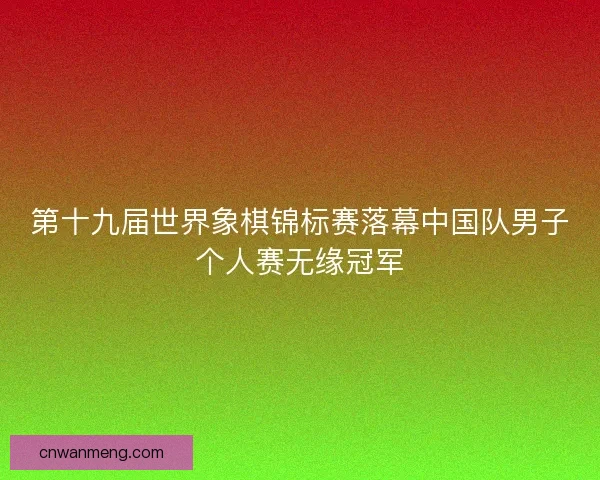 第十九届世界象棋锦标赛落幕中国队男子个人赛无缘冠军
